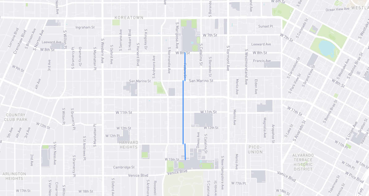 Map of Fedora Street in Los Angeles County, California