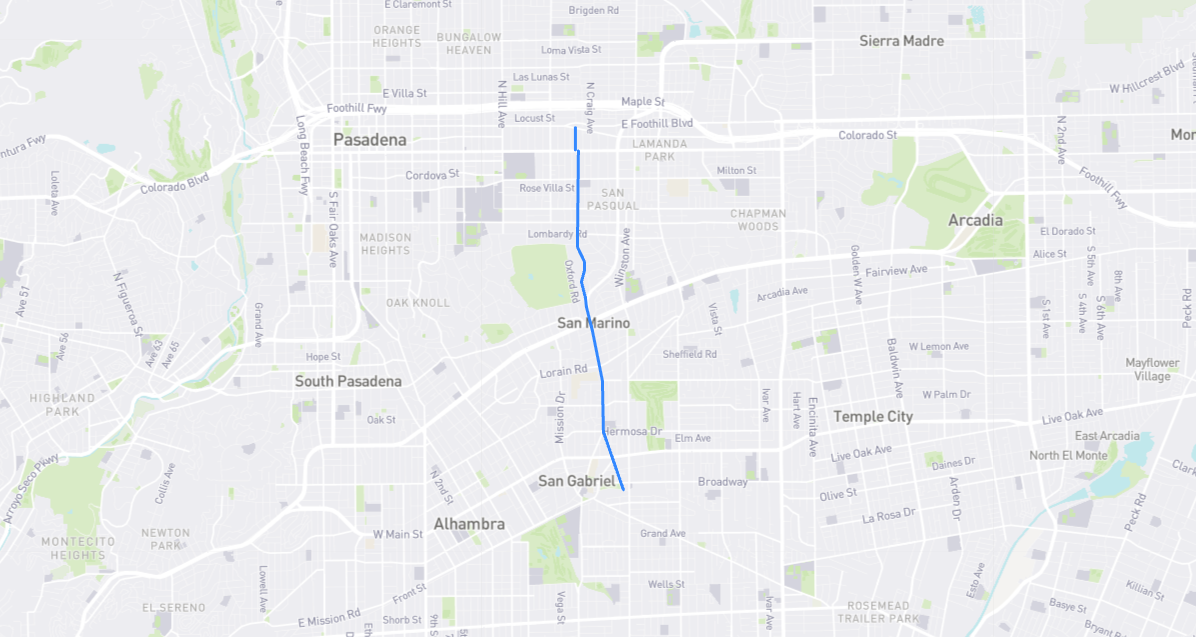 Map of San Marino Avenue in Los Angeles County, California
