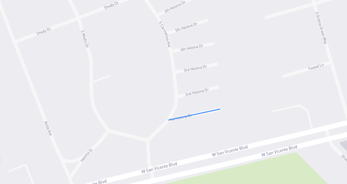 Map of 1st Helena Drive in Los Angeles County, California
