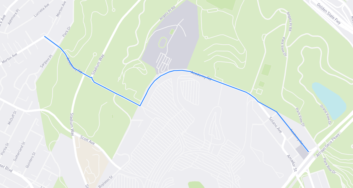 Map of Academy Road in Los Angeles County, California