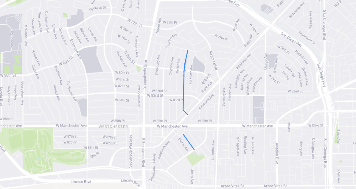 Map of Airlane Avenue in Los Angeles County, California