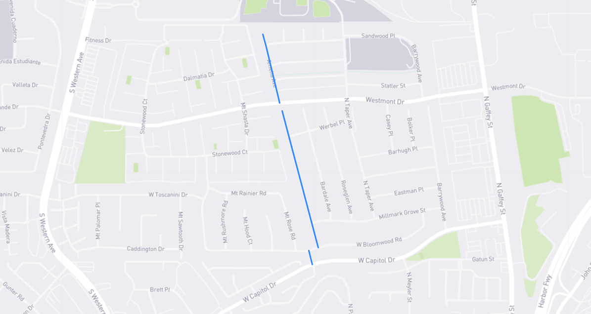 Map of Amelia Avenue in Los Angeles County, California