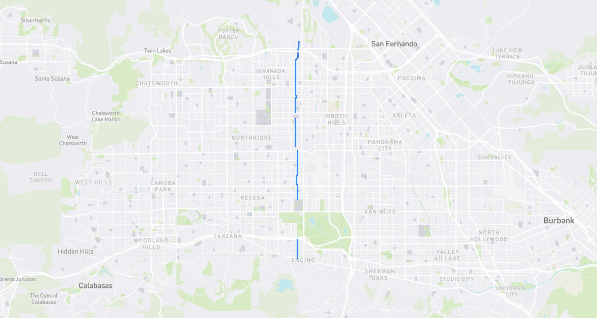 Map of Amestoy Avenue in Los Angeles County, California