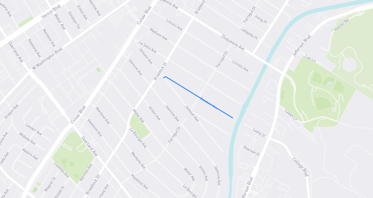 Map of Baldwin Avenue in Los Angeles County, California