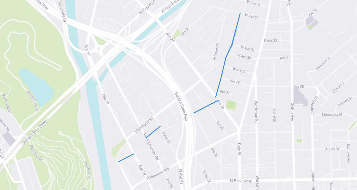 Map of Barranca Street in Los Angeles County, California