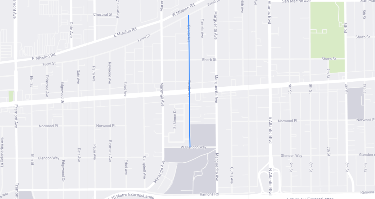 Map of Benito Avenue in Los Angeles County, California