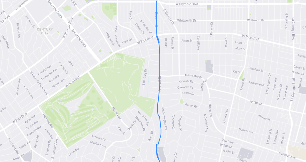 Map of Beverwil Drive in Los Angeles County, California