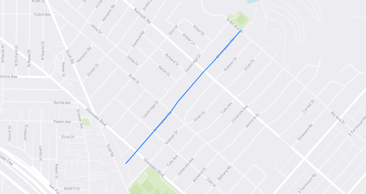 Map of Birmingham Road in Los Angeles County, California