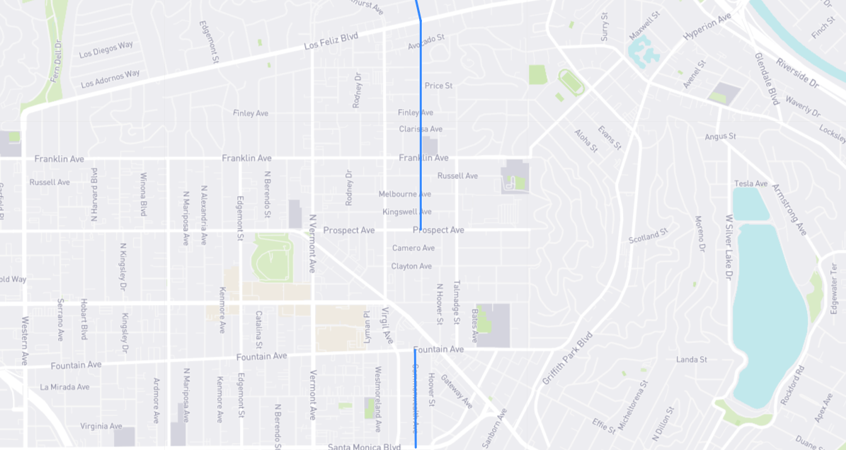 Map of Commonwealth Avenue in Los Angeles County, California