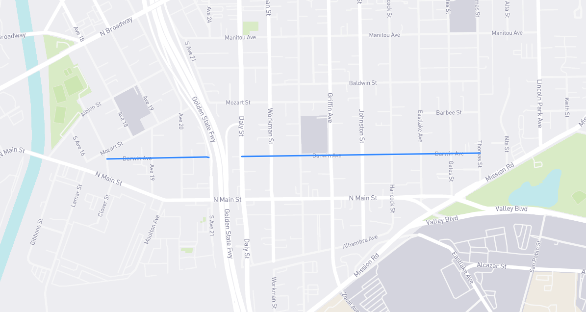 Map of Darwin Avenue in Los Angeles County, California
