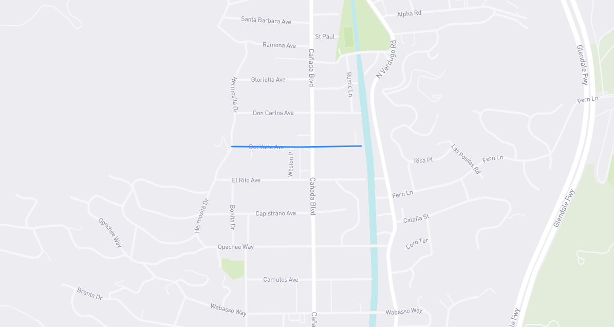 Map of Del Valle Avenue in Los Angeles County, California