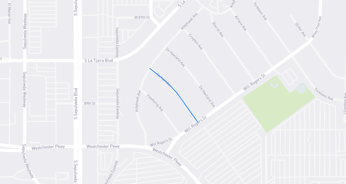 Map of Earhart Avenue in Los Angeles County, California