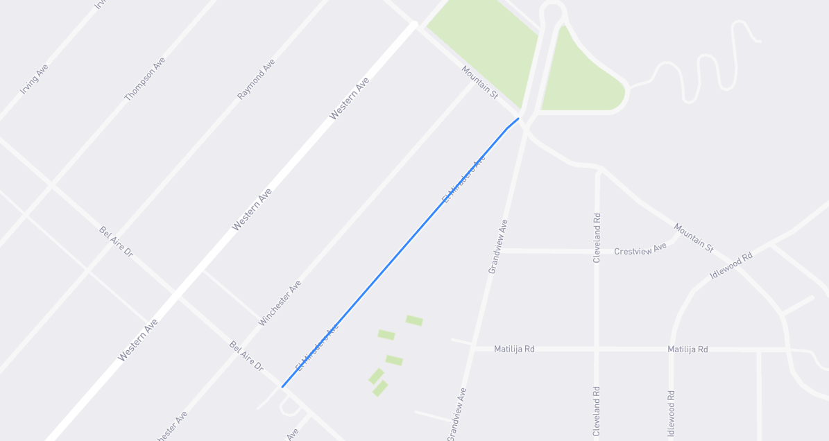 Map of El Miradero Avenue in Los Angeles County, California