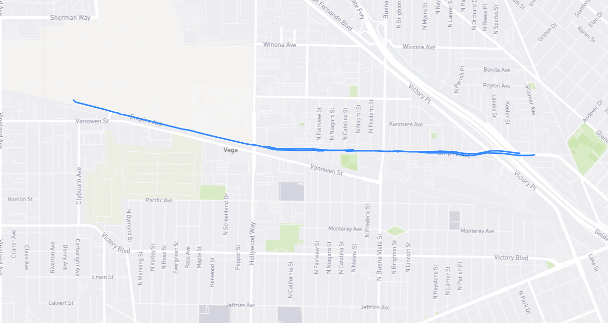 Map of Empire Avenue in Los Angeles County, California