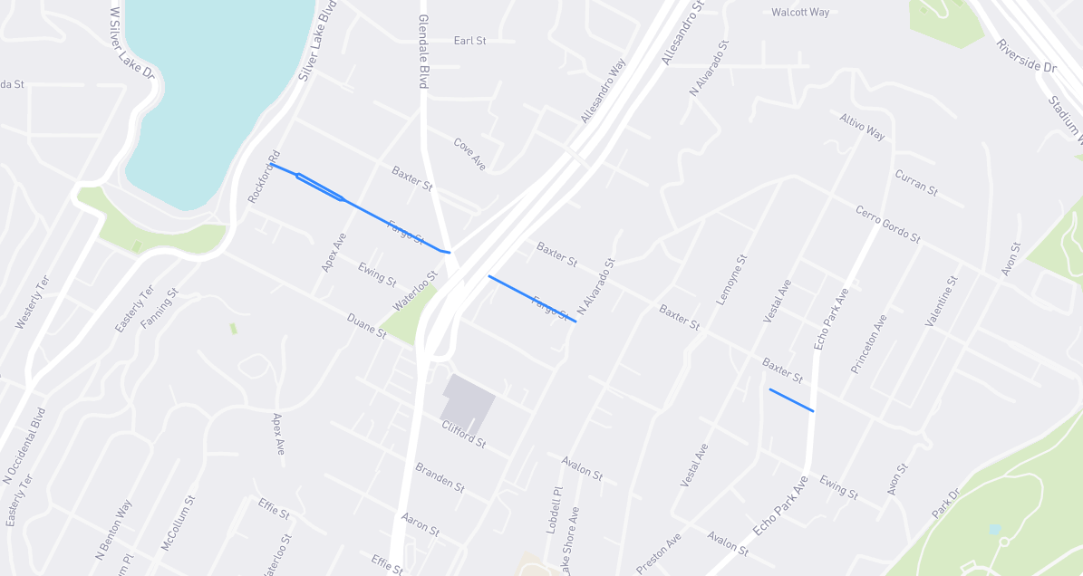 Map of Fargo Street in Los Angeles County, California