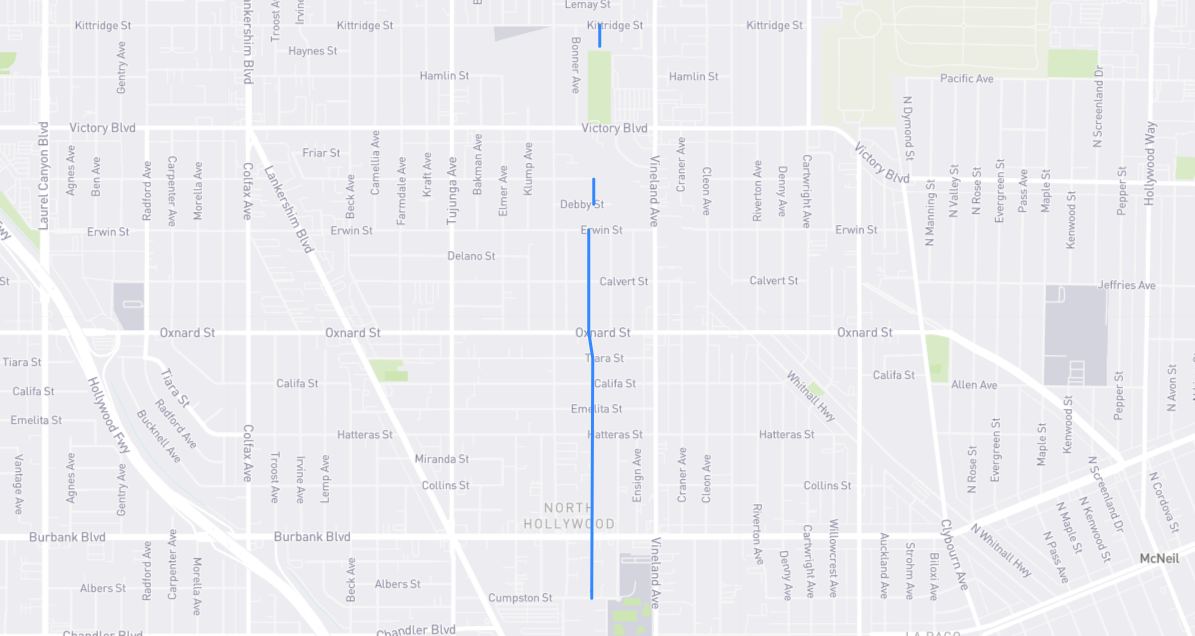 Map of Fulcher Avenue in Los Angeles County, California