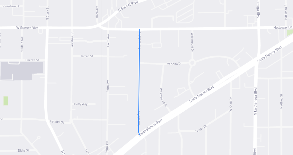 Map of Hancock Avenue in Los Angeles County, California