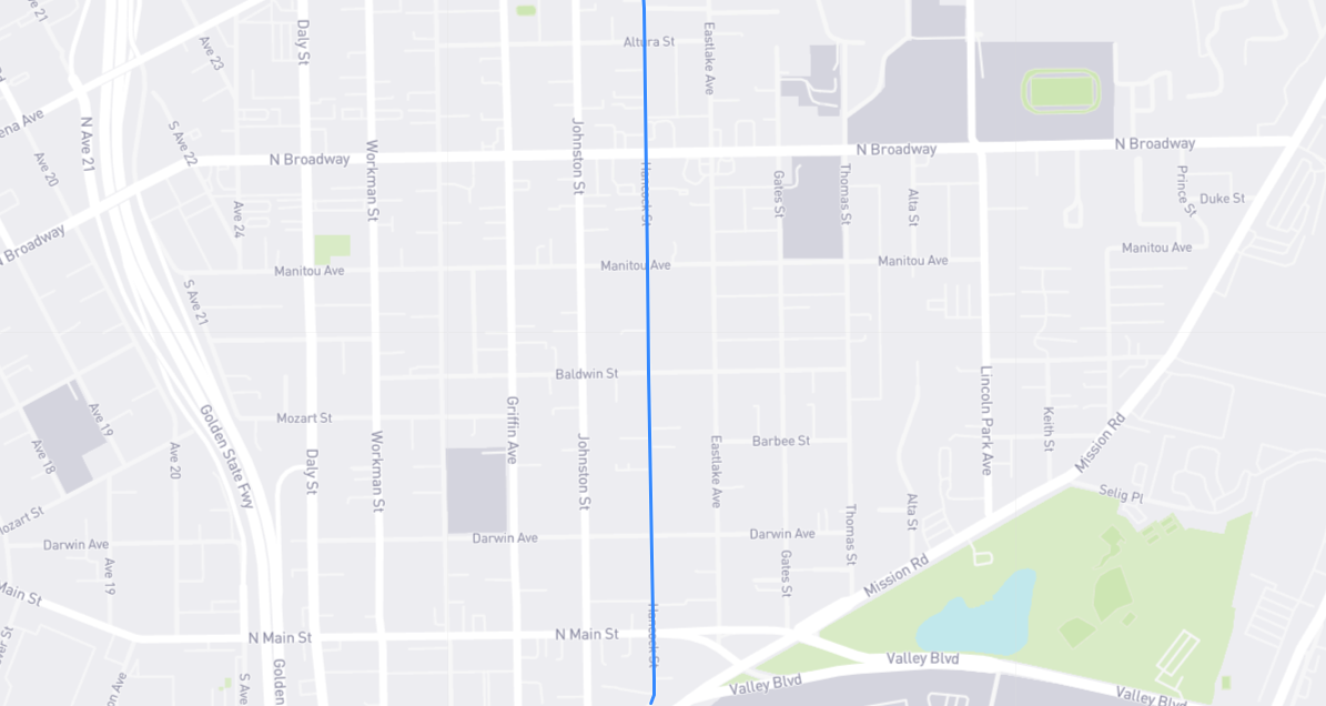 Map of Hancock Street in Los Angeles County, California