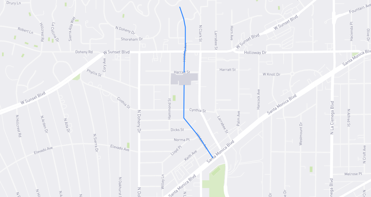 Map of Hilldale Avenue in Los Angeles County, California