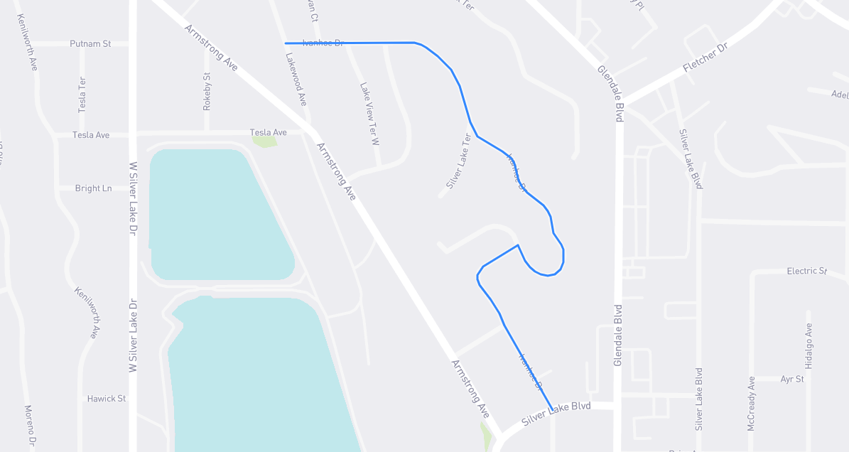 Map of Ivanhoe Drive in Los Angeles County, California