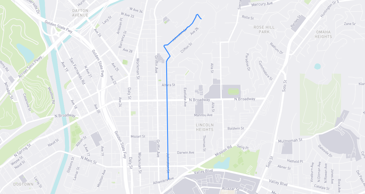 Map of Johnston Street in Los Angeles County, California