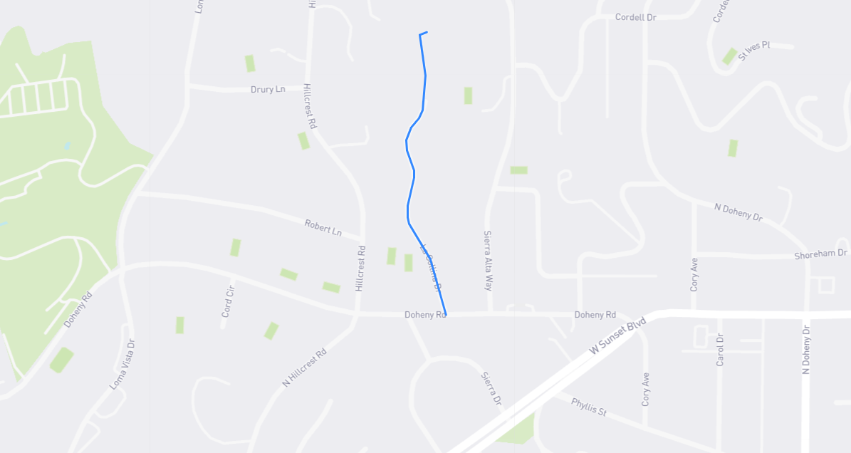 Map of La Collina Drive in Los Angeles County, California