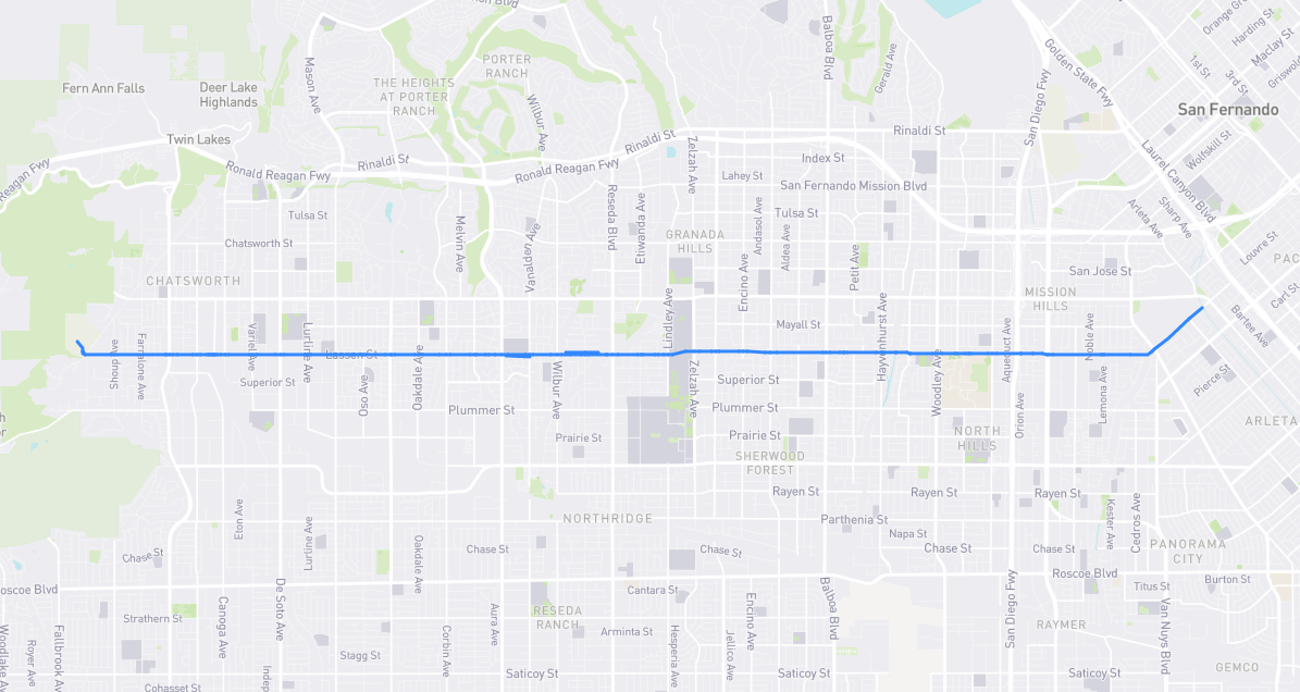Map of Lassen Street in Los Angeles County, California