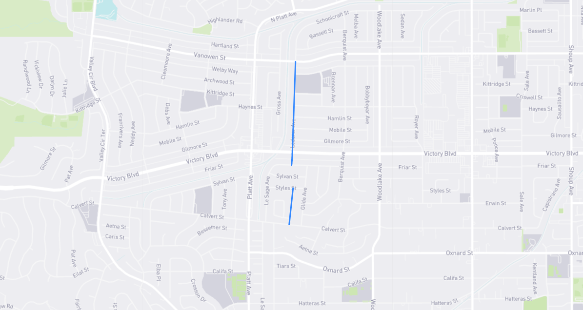 Map of Lederer Avenue in Los Angeles County, California