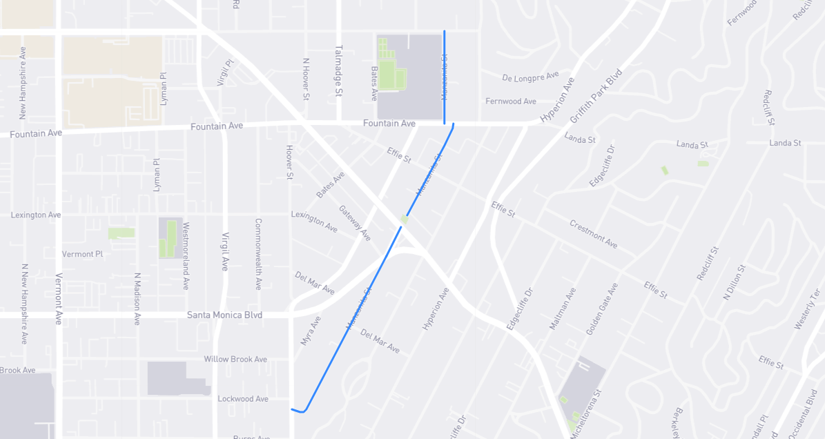 Map of Manzanita Street in Los Angeles County, California