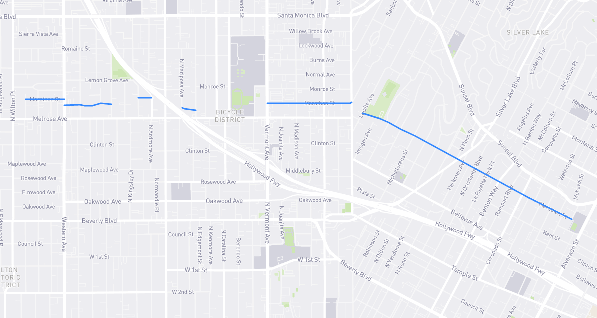 Map of Marathon Street in Los Angeles County, California