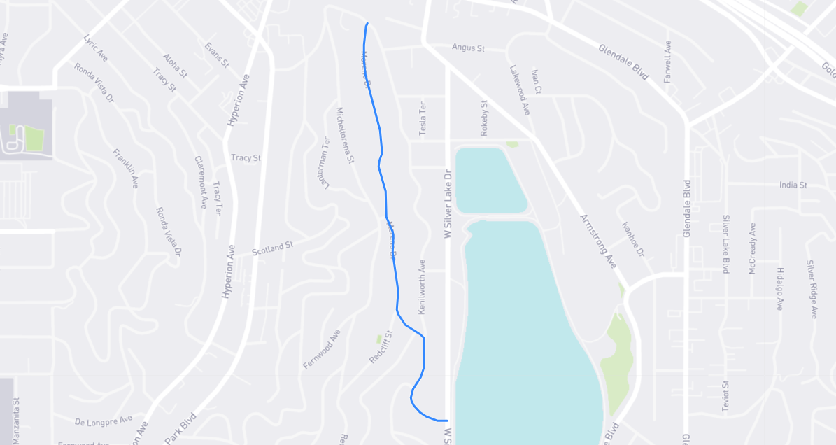 Map of Moreno Drive in Los Angeles County, California