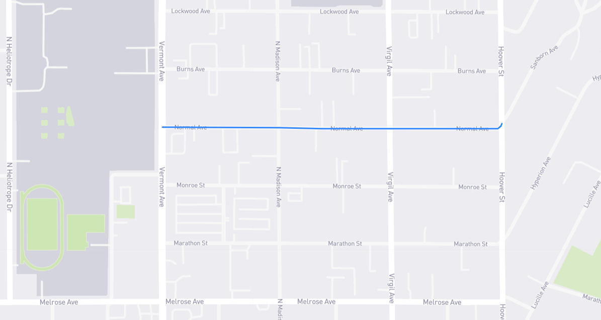 Map of Normal Avenue in Los Angeles County, California