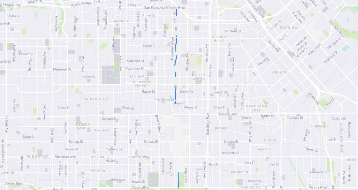 Map of Odessa Avenue in Los Angeles County, California