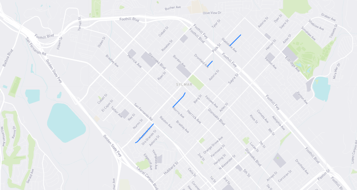 Map of Paddock Street in Los Angeles County, California