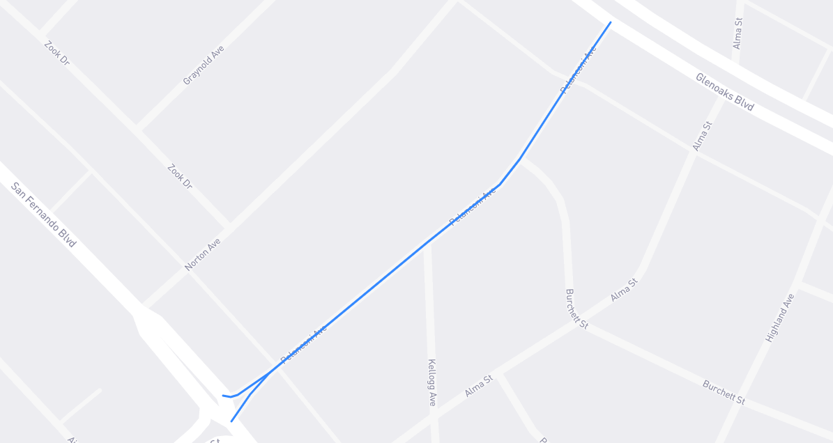Map of Pelanconi Avenue in Los Angeles County, California
