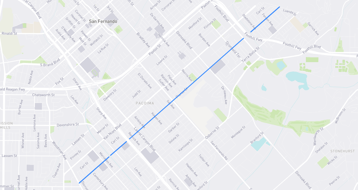 Map of Pierce Street in Los Angeles County, California
