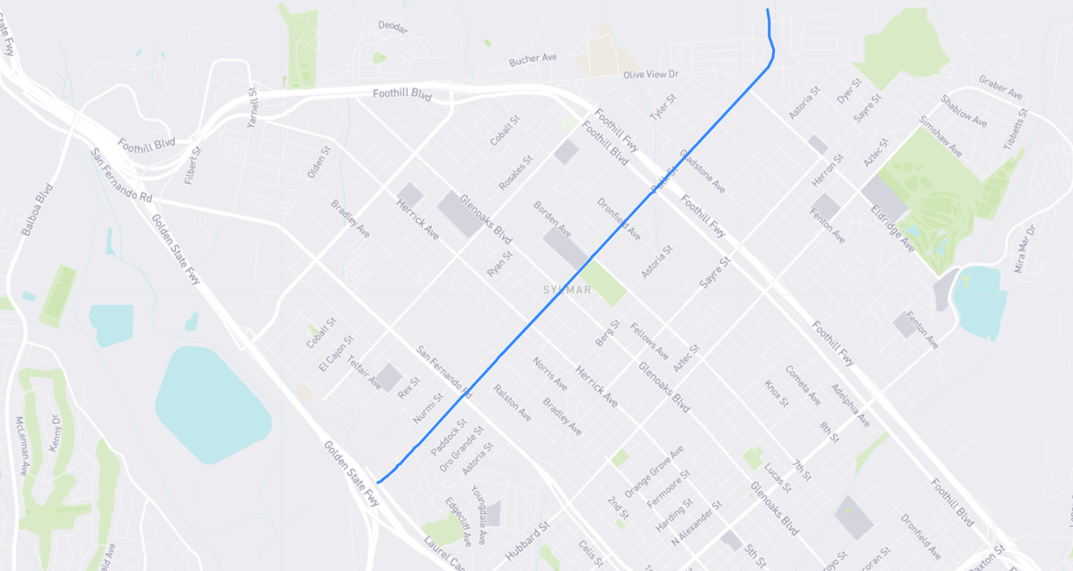 Map of Polk Street in Los Angeles County, California