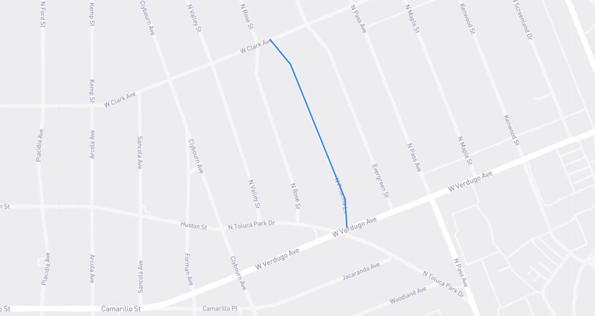 Map of Priscilla Lane in Los Angeles County, California