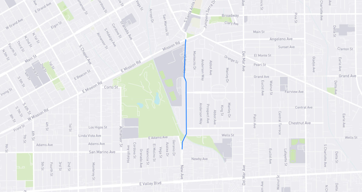 Map of Ramona Street in Los Angeles County, California