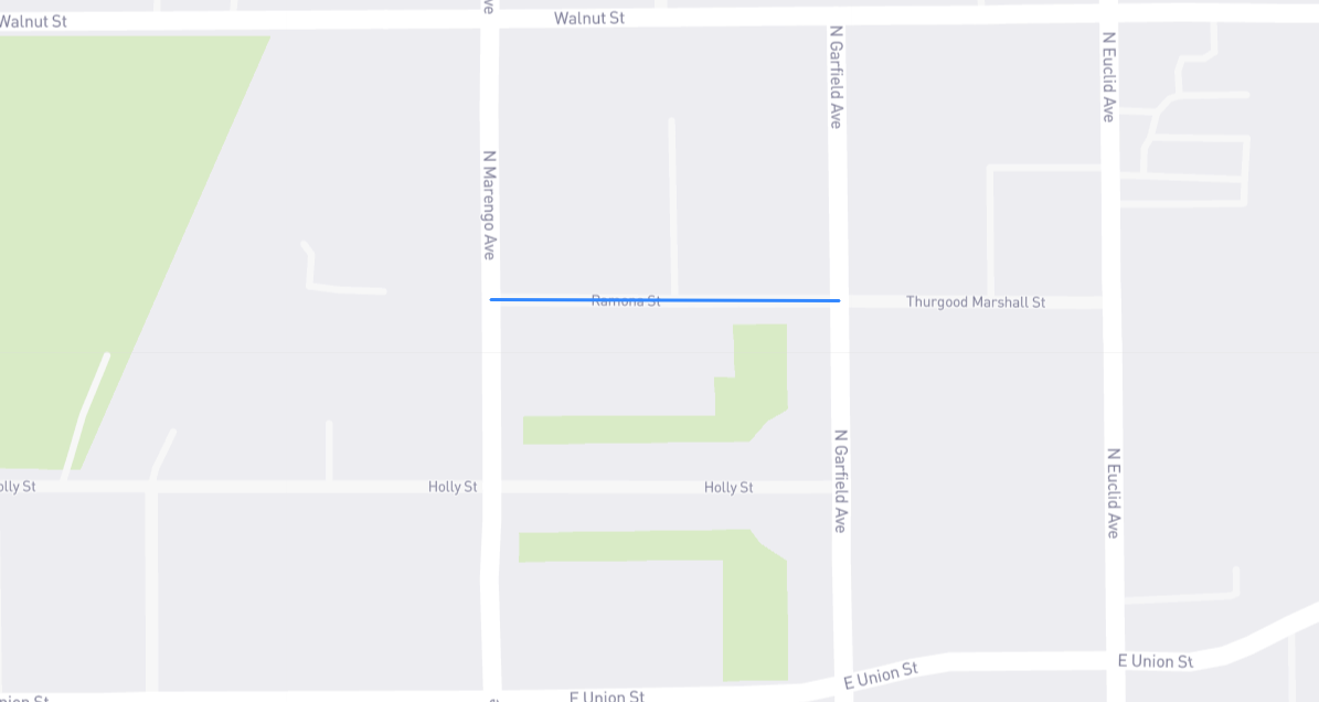 Map of Ramona Street in Los Angeles County, California