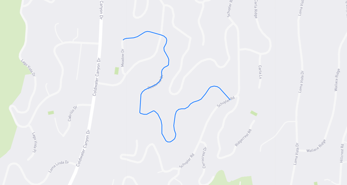 Map of Readcrest Drive in Los Angeles County, California