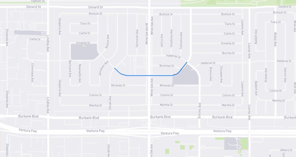 Map of Rhoda Street in Los Angeles County, California