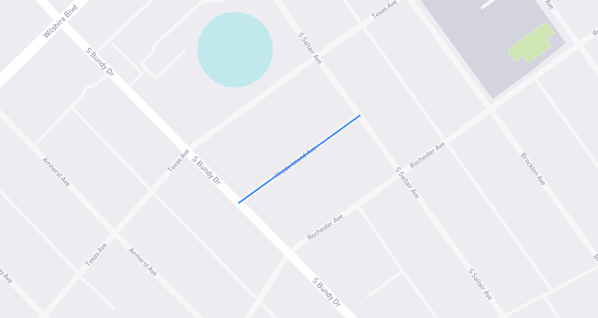 Map of Rhode Island Avenue in Los Angeles County, California
