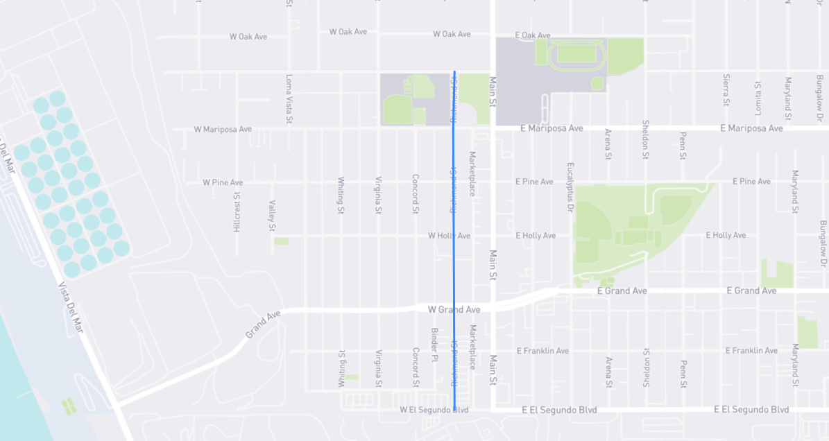 Map of Richmond Street in Los Angeles County, California