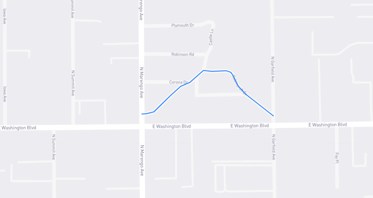 Map of Robincroft Drive in Los Angeles County, California