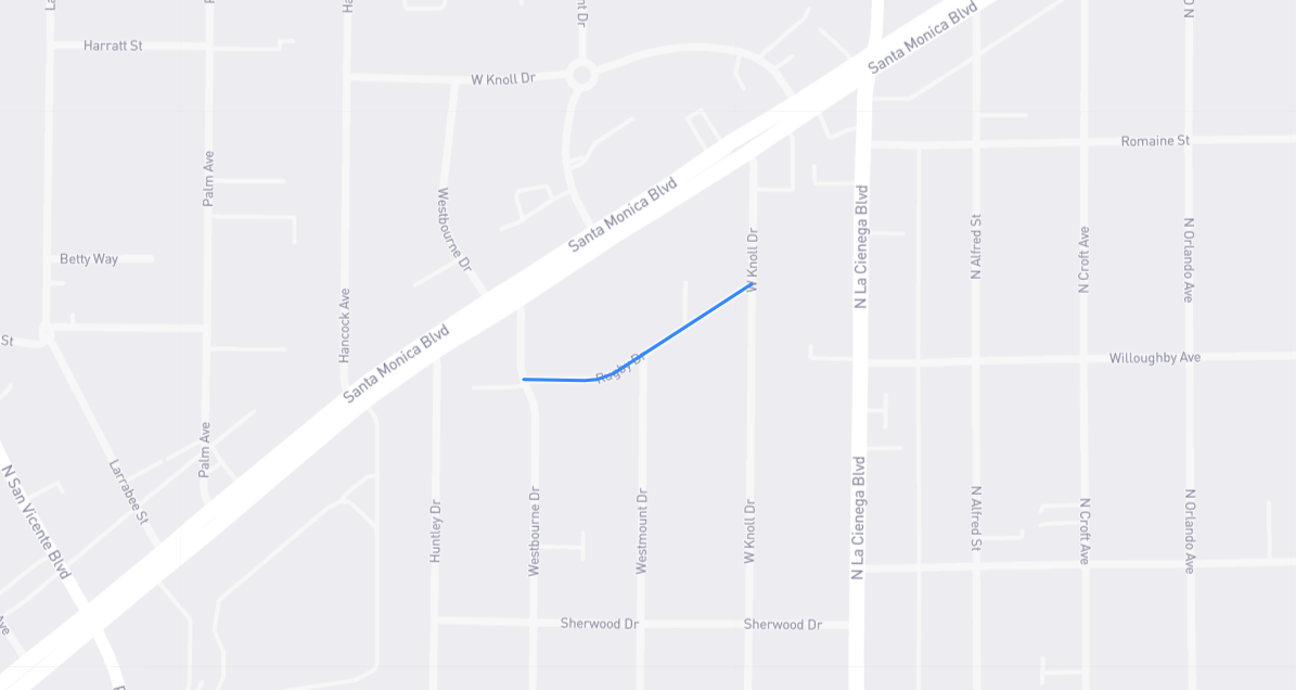 Map of Rugby Drive in Los Angeles County, California