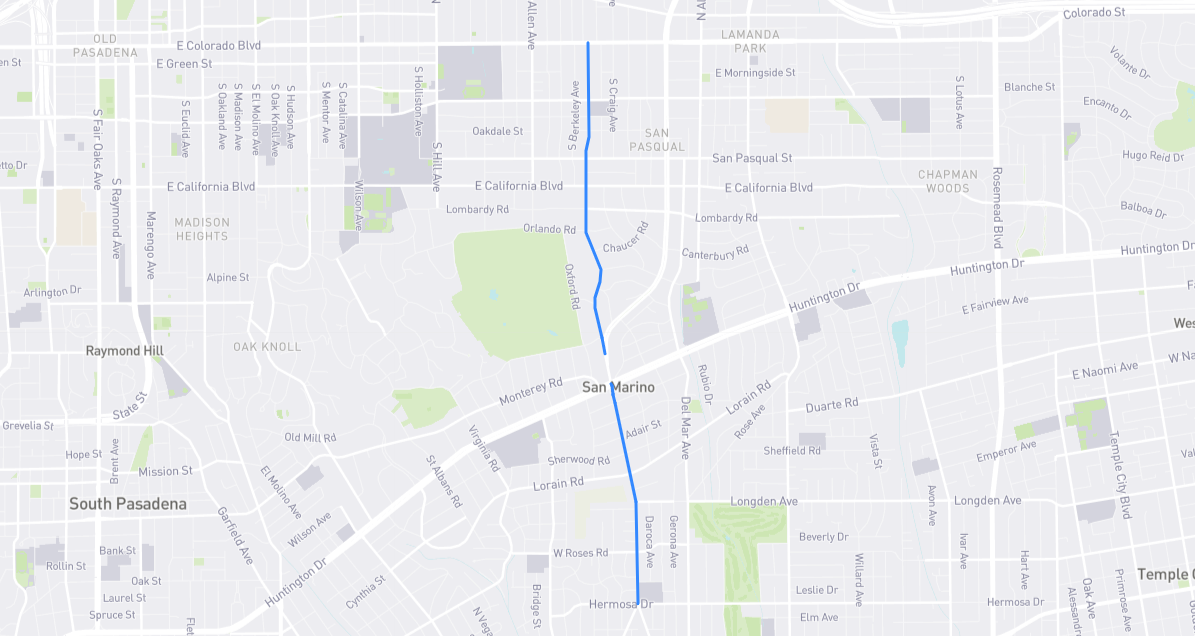 Map of San Marino Avenue in Los Angeles County, California