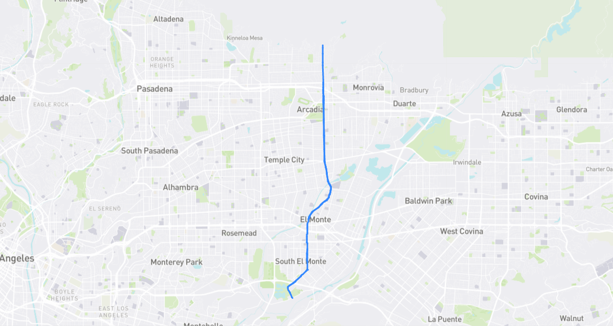 Map of Santa Anita Avenue in Los Angeles County, California