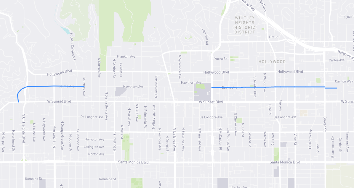 Map of Selma Avenue in Los Angeles County, California