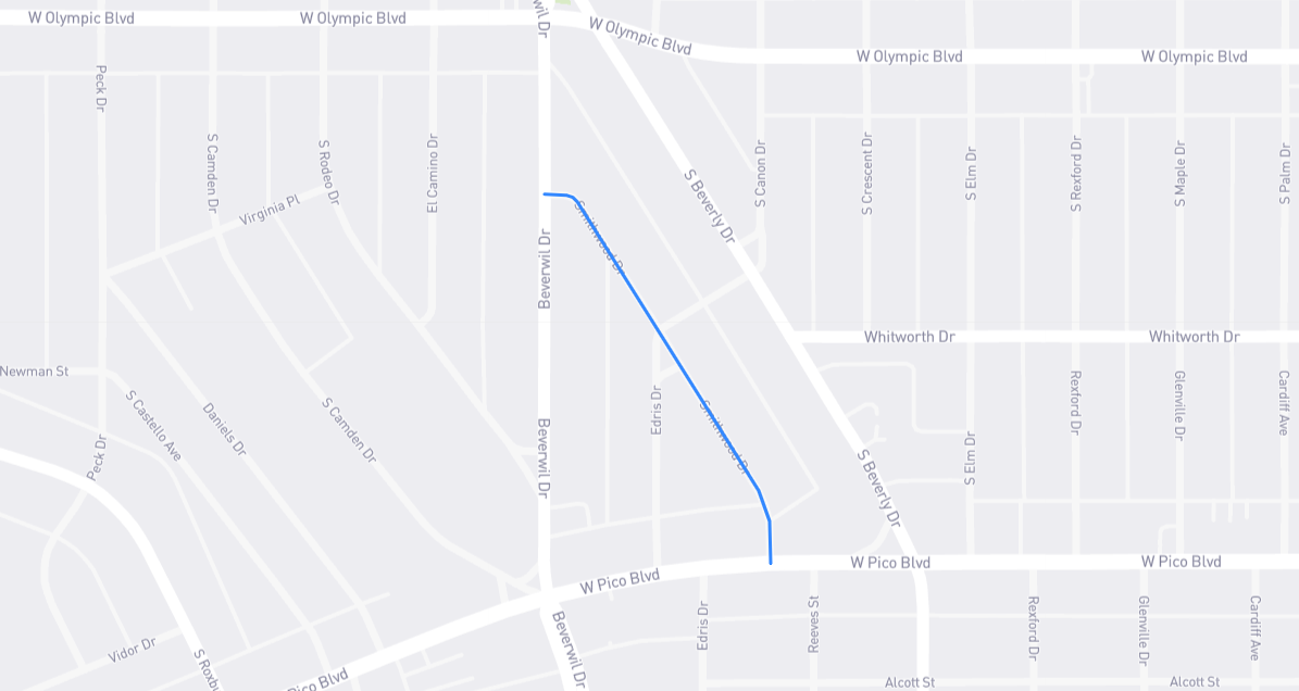 Map of Smithwood Drive in Los Angeles County, California